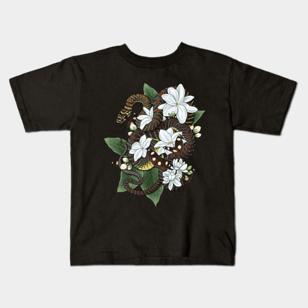 Paradise Flying Snake with Sampaguita Kids T-Shirt by starrypaige